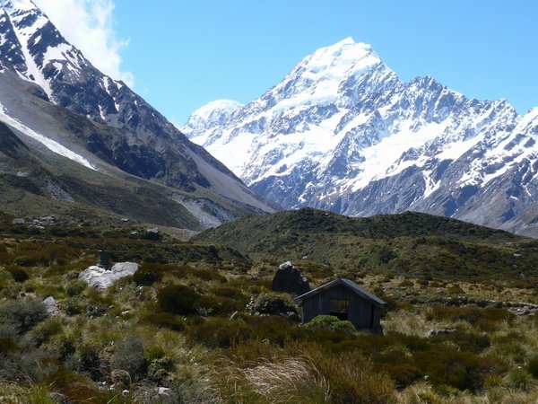 Shelter with view of Mt. Cook