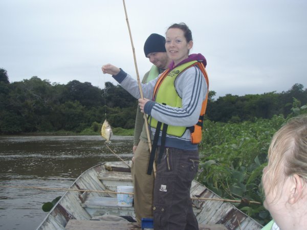 Ciara fishing for Piranha.