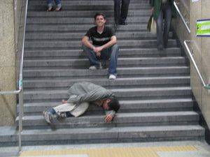 Man passed out on the stairs