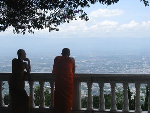 Two monks enjoying the view