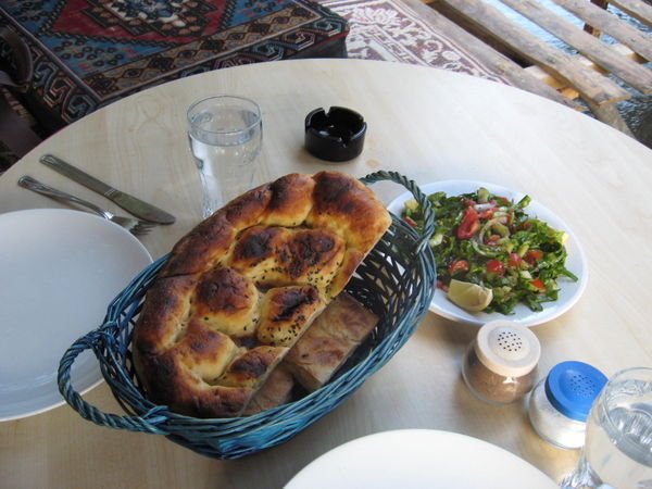 Turkish flatbread and salad