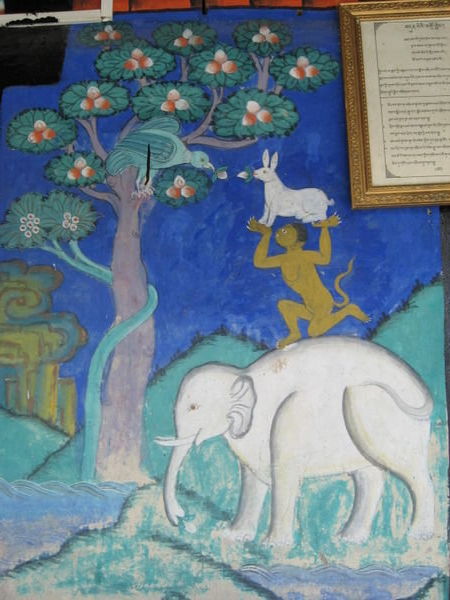 Wall fresco with animals, Thikse