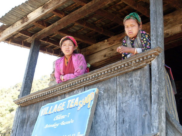 girls working in village tea shop
