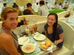 Sonia & I at a Hong Kong diner my first morning in HK