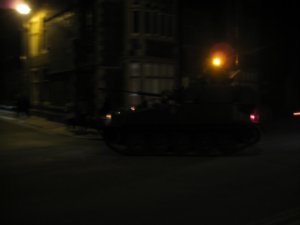 A tank. On the road. 