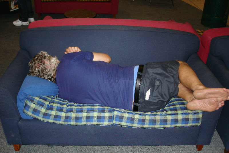 Phil sleeping in Brisbane