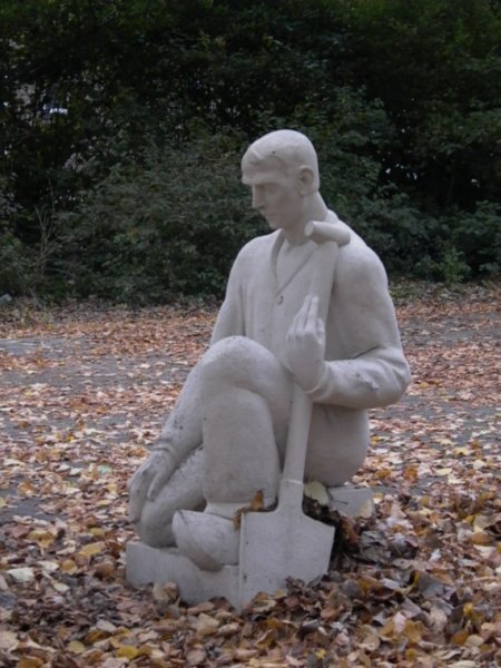 A man sits in the park