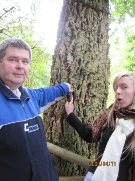 dad and Liz with the cork tree