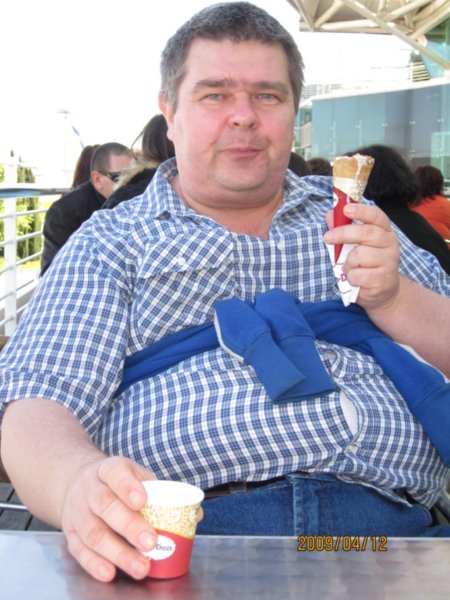 Dad enjoying his hagendos ice cream