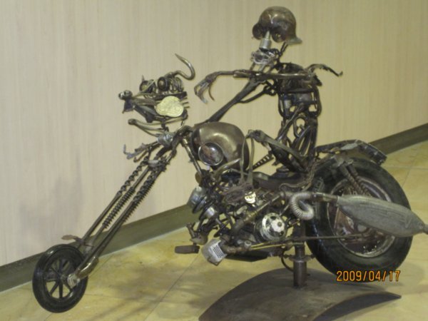 A biker made out of bike parts?!?