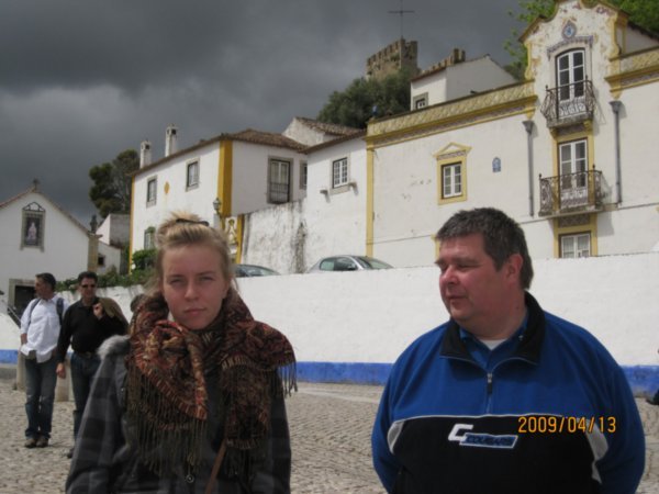 Liz and Dad at the entrance of Obidos old town