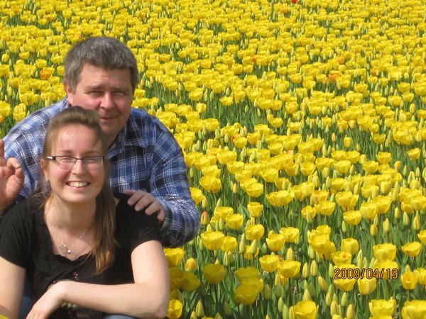 Me and dad amongst the tulip fields