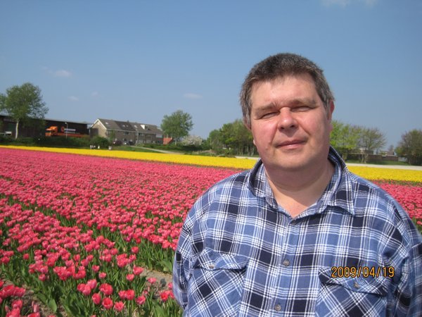 Dad likes the tulip fields
