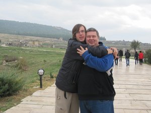 Brother Nemsis and Father are so excited i got my passport back that they hug in ecstasy