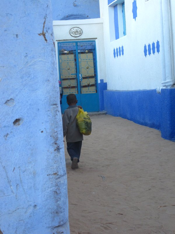 Walking home through the blue Nubian Village