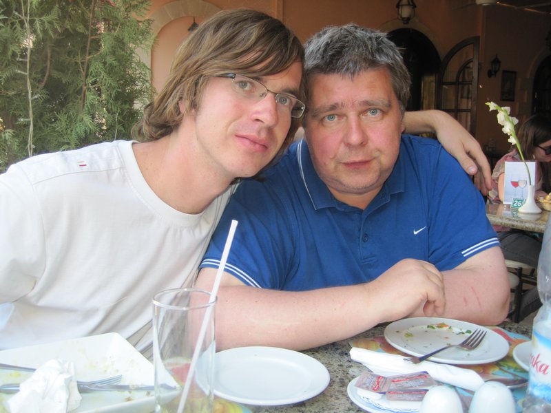 Ivan and dad enjoying a delicious lunch