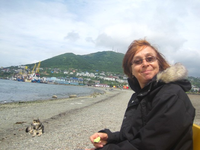 Mum enjoying the bay in Petropavlvsk