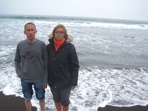 Casha and mum enjoying the waves