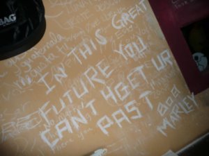 Pick a quote, any quote...and start writing on the wall of this very cool bar!