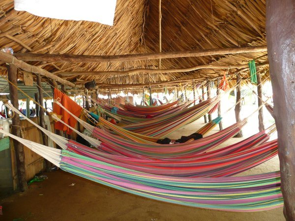 The main camp of hammocks where I slept the first night...it was full, loud, and hot...but cheap!