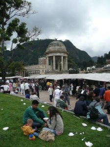 Went for a stroll on a Sunday afternoon through downtown Bogot and ran right into this huge flea market in one of the plazas...you could find anything there! And I mean ANYTHING! Including yummy cheap street food! 