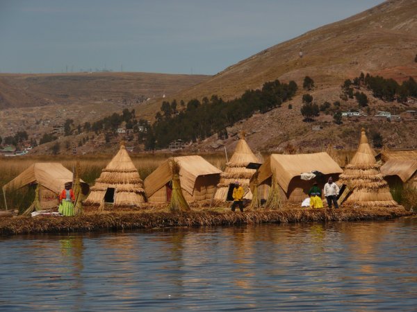 This community of hundreds live on islands that they make out of the natural reeds that grow in the lake