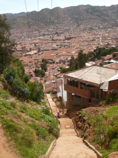 After my Spanish lesson one afternoon in the upper neighborhood of San Blas, I decided to wander my way up and up and up to the top of the hill where I could look down on Cusco from up high. 