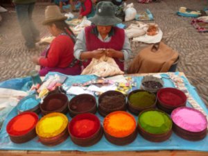 Colorful dyes for sale to use on their fabrics. 