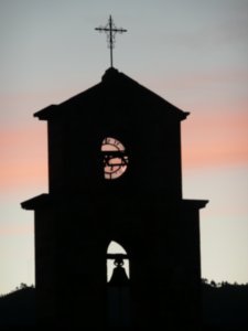 The San Blas church at sunset.
