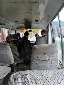 Inside the 'rustic' bus