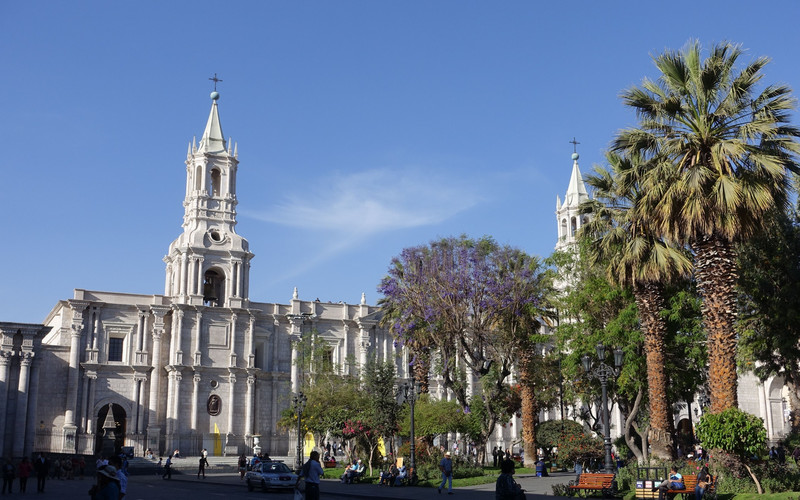 Cathedra fronting Plaza de Armas - Arequipa