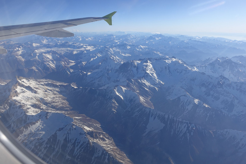 Flying over the Andes between Chile and Argentina