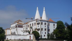 Sintra Palace with its 2 kitchen chimneys dominating