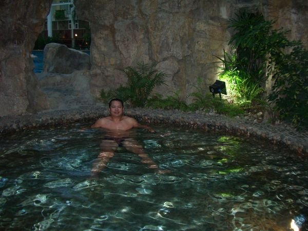 Relaxing in hot spring