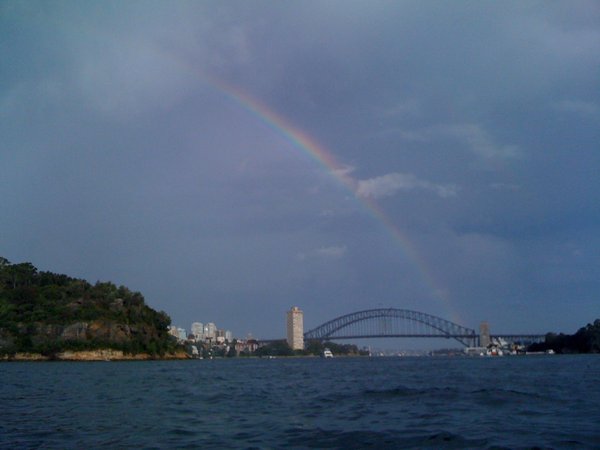 First day i kayaked to work, there were hail and storm, but when I was on the way home, it stopped and a rainbow rised over the bridge, how amazing!