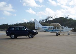Parking on Eastern Beach with a plane