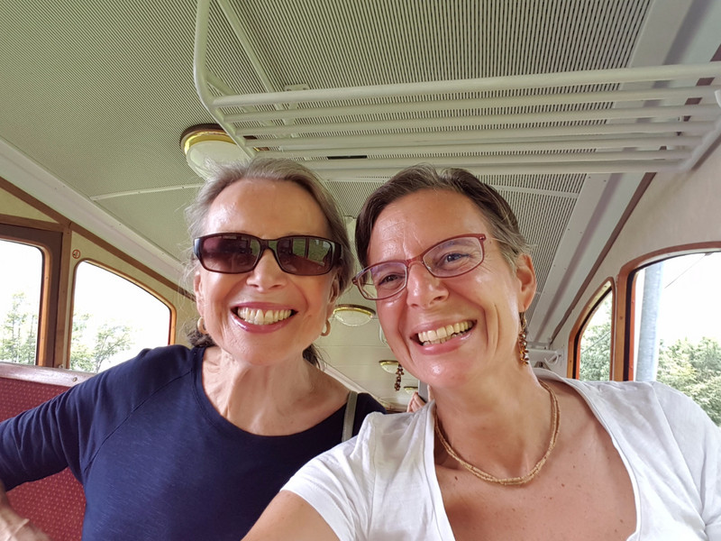 me and my mum on the train up Mount Pilatus