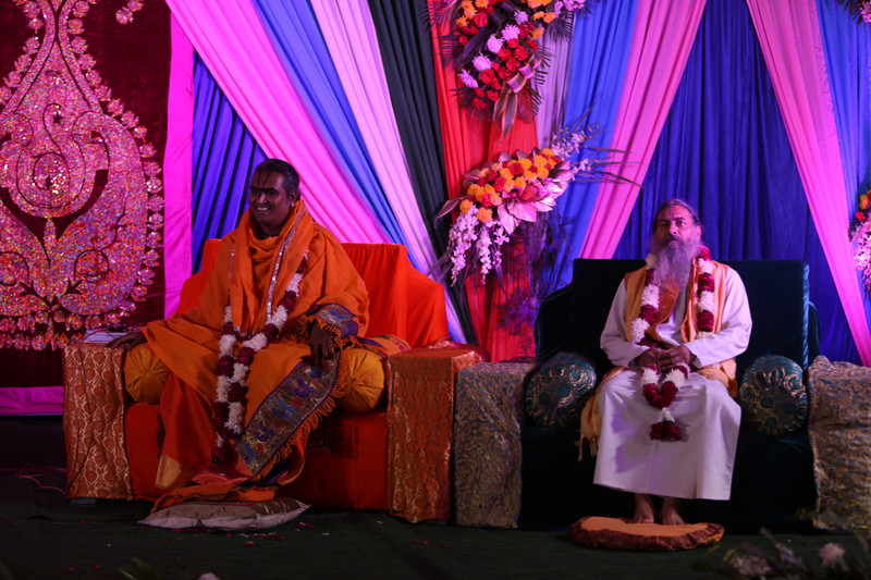 Paramahamsa Vishwananda and Satya Narayana Das Babaji during Karthik Night celebration