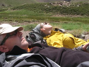 relaxing on a hike around Uspallata, Argentina