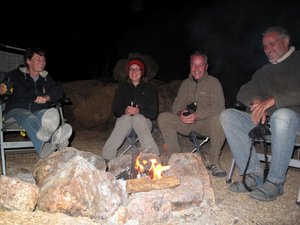 camping at Spitzkoppe and talking to friends, Namibia