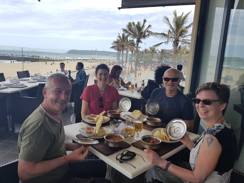 lunch with our friends on the beach in Durban
