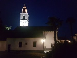 church of Ronco at night