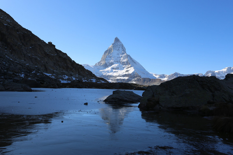 icy lake and the Matterhorn
