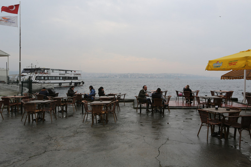 life along the Bosporus in a rainy day
