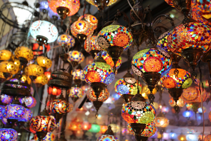 coulourful lamps in the Grand Bazaar