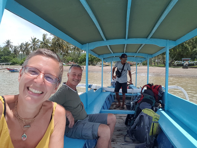 our taxi boat to Gili Gede with the friendly boatman