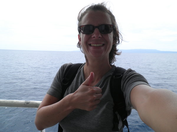 Der Beweis: Nina auf der Fähre von Bali nach Lombok