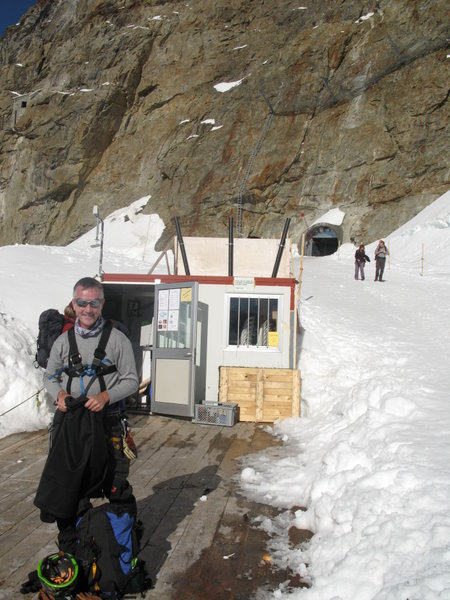 at Jungfraujoch preparing for the climb of the Mönch
