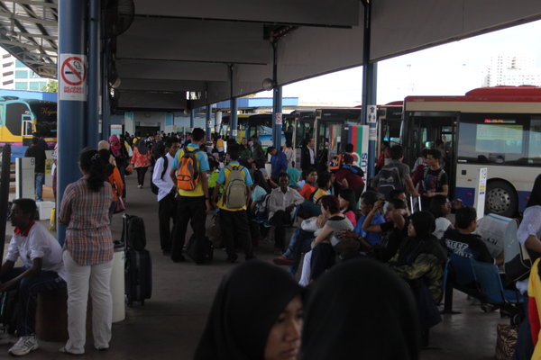 busy bus terminal in Butterworth 