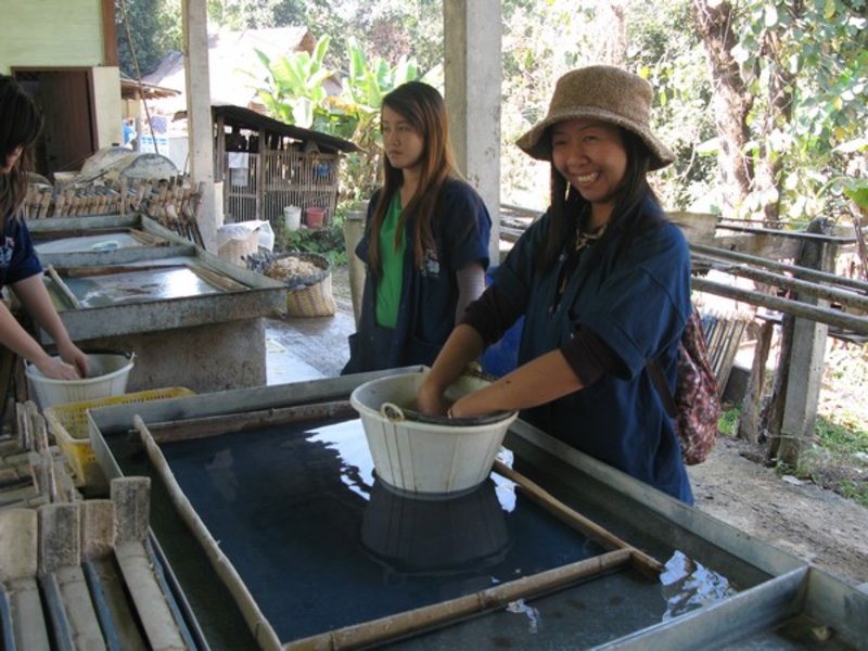 washing the dung paper in the dung factory